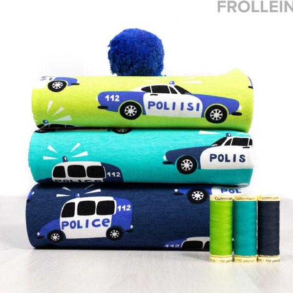 Organic Cotton knit Jersey Police car fabric