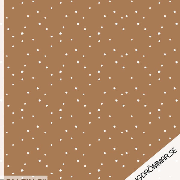 Organic Cotton Jersey Fabric - Mini Dots - Caramel Brown