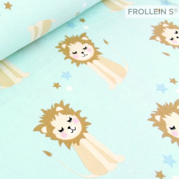 Remnant 17-inch - Organic Cotton Jersey - Little Lion in mint