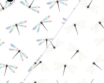 Cotton Jersey Knit Fabric - Color Changing Dragonfly