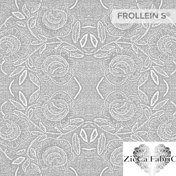Organic Cotton Jersey Knit Fabric - Roses - Gray
