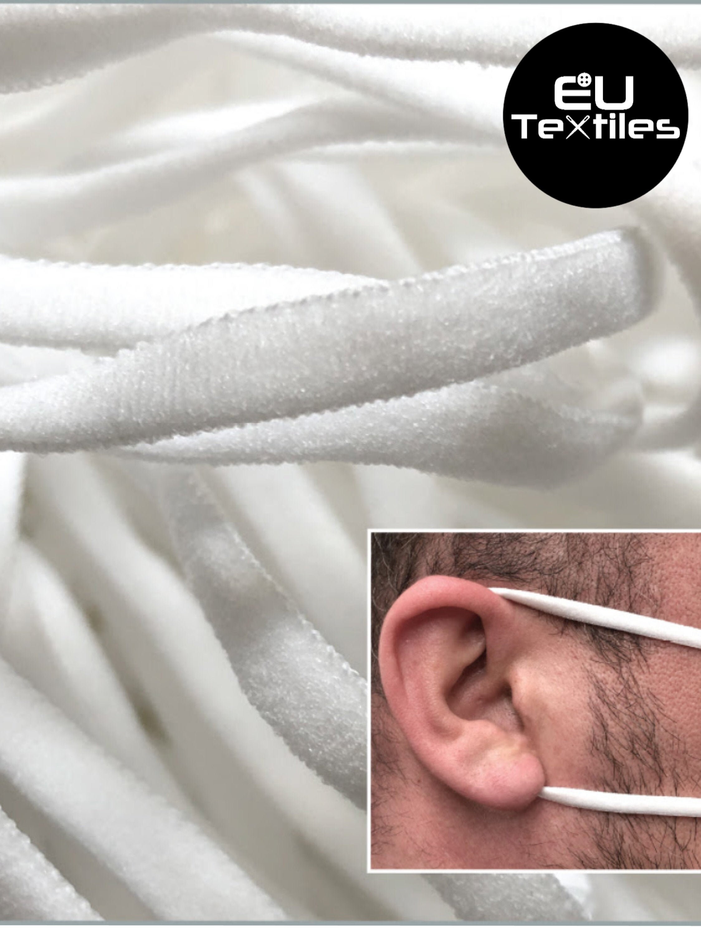 Soft, round Elastic band for face masks, approx. 5 mm, white, by the …
