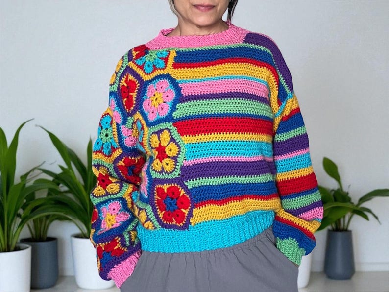 Izzy African Flower Sweater Crochet Pattern - Etsy