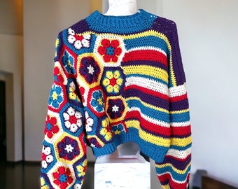 Izzy African Flower Sweater Crochet Pattern