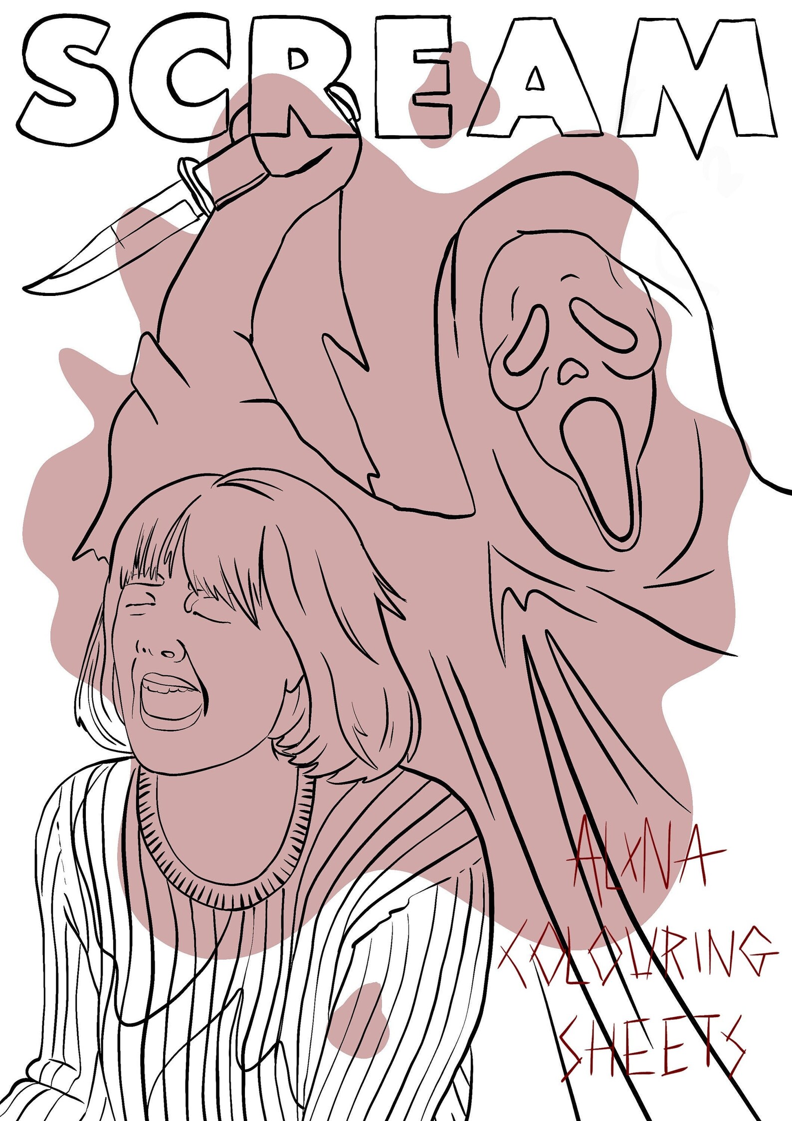 Scream Ghostface Colouring Sheet DOWNLOADABLE PDF Etsy
