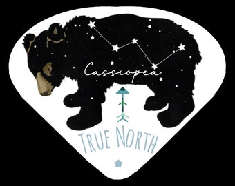 True North Cassiopea - The Bear Constellation - Illustrated Digital Prints - Find The North Star In The Night Sky Printable Art PNG Download