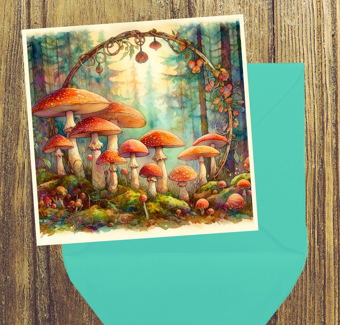 Mushroom Forest Fairy Ring JPG Printable Wall Art Mushroom Nature Print ...
