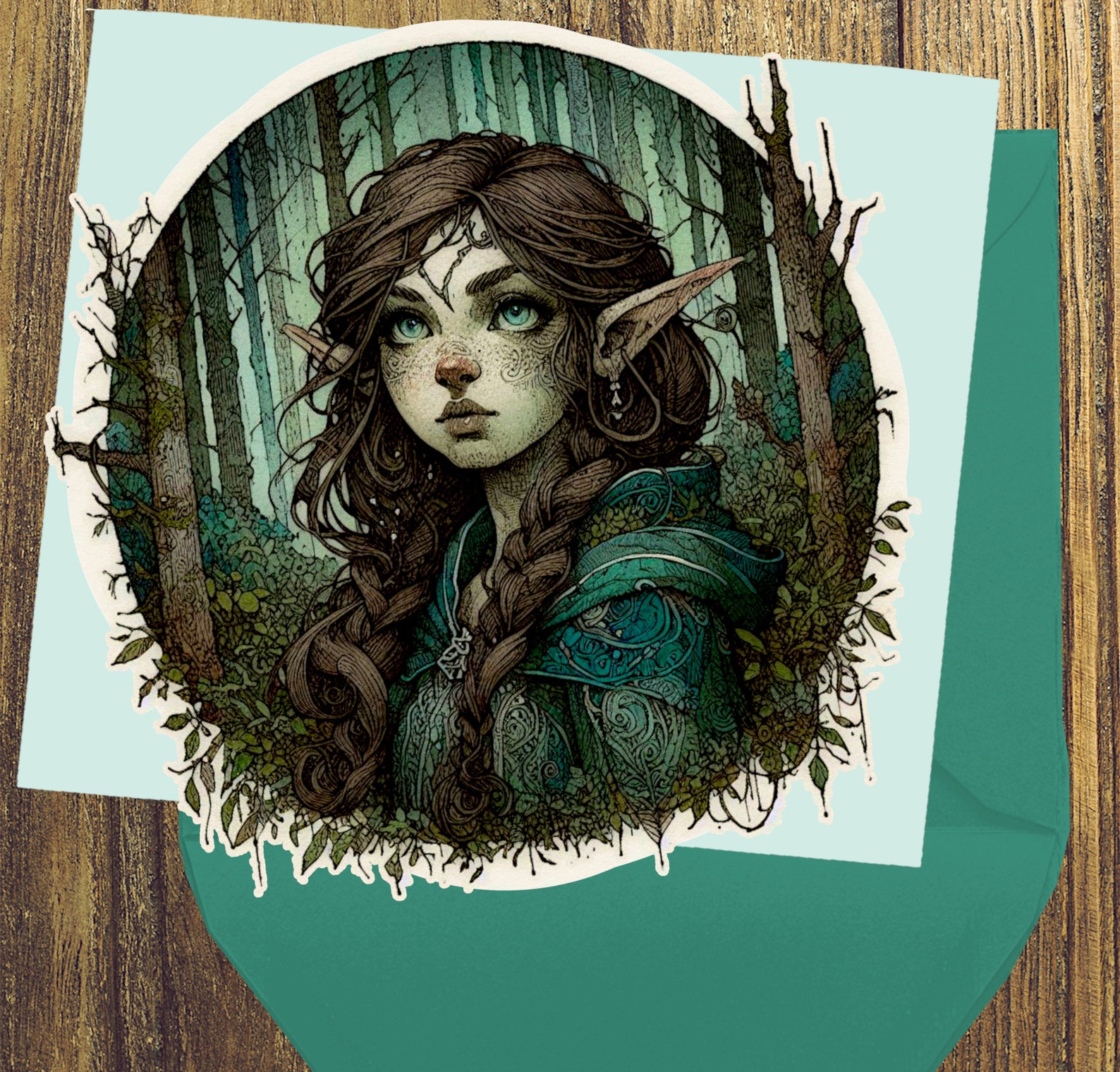 Merlin Elf Elf Girl Goblin Core PNG Printable Digital Illustration 11 Inches ...