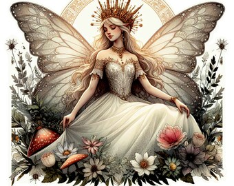 Forest Fairies Set Of Two Fairy PNG Printables Transparent Background Fairy Queen Prints Each 11 Inchs Wide 300DPI And Smaller Card Stickers