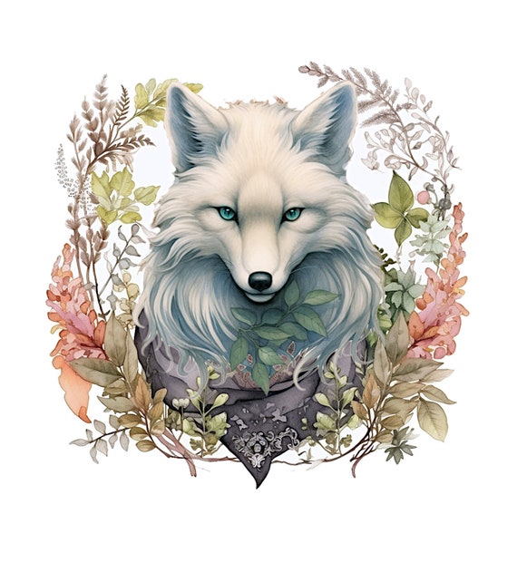 Woodland Fox PNG Prints, Floral Border, Set of 3 (Digital Download)
