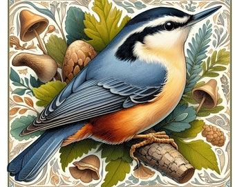 Nuthatch Bird PNGs Set Of Two Nuthatch Designs Sub Art Bird Printable PNGs Transparent Background  Nature Prints Sticker Art Printable Cards