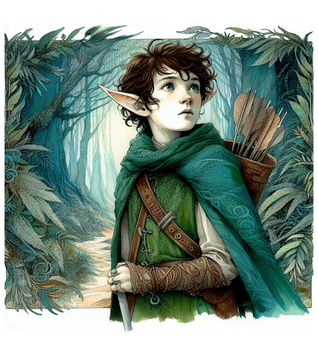 Merlin Elf Forest Elf Archer Digital Prints 12x12inches Archery Quiver Hobbit ...
