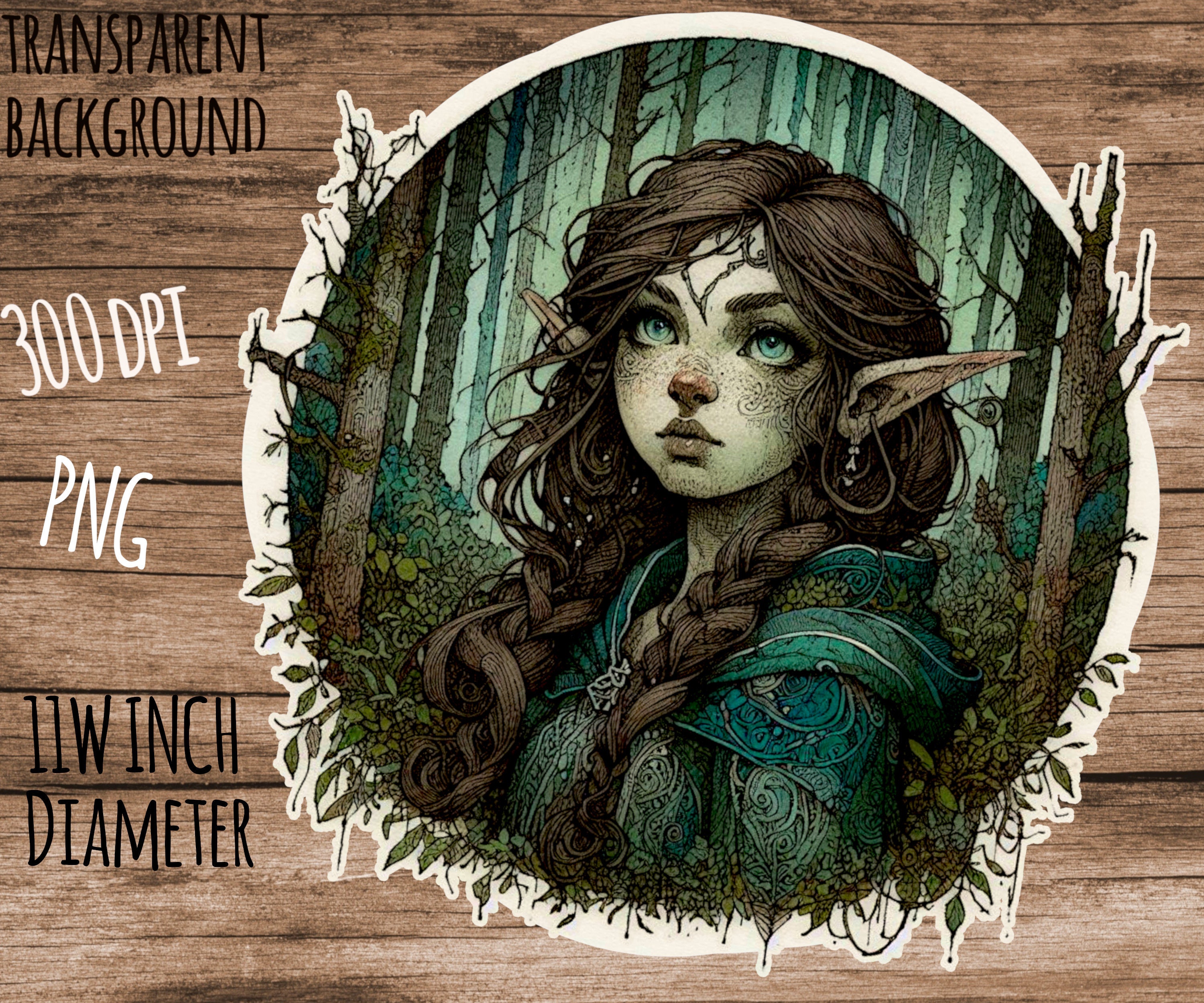 Merlin Elf Elf Girl Goblin Core PNG Printable Digital Illustration 11 Inches ...