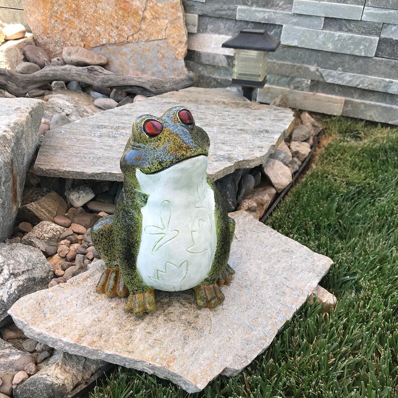 Concrete Statues Frog Gift Concrete Patio Frog Statue Hand Etsy