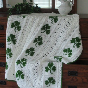 Irish Fisherman and Shamrocks PDF crochet pattern, Baby or throw size afghan, NOT a finished item!