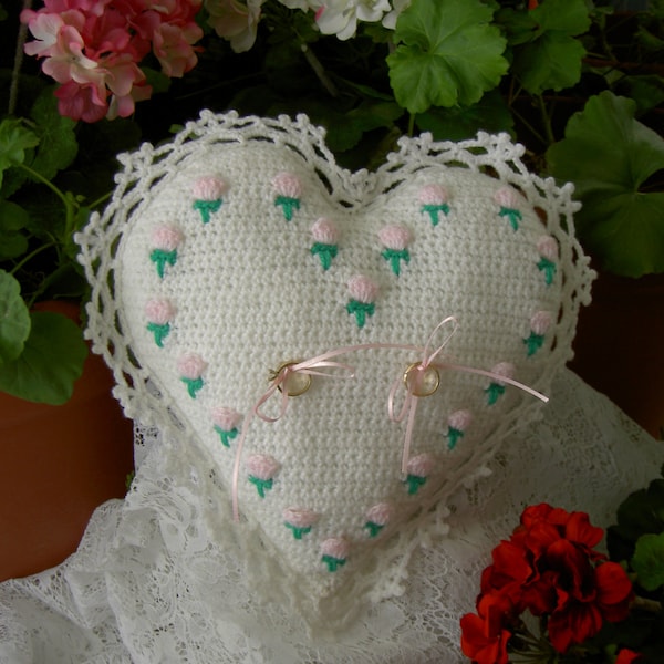 PDF Rosebud Ringbearer's Pillow crochet pattern-Wedding accessory