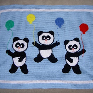 PDF Panda Bears Baby Afghan / Blanket  –  Crochet Pattern