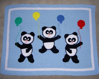 PDF Panda Bears Baby Afghan / Blanket  –  Crochet Pattern