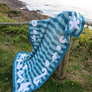 PDF Ocean Waves crochet pattern blanket; two sizes with customizable design choices; “Polynesia - the Sea” Henri Matisse