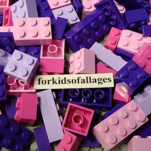 35 Pink and Purple Lego Bricks and Plates - Light n Dark Pink, Dark Purple, Light Lavender - Bulk Parts & Pieces Lot