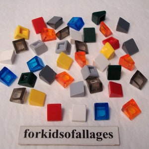 40 Lego Sloped Tiles / Roof Finishing Plates - 1x1 Stud Size - Smooth Legos