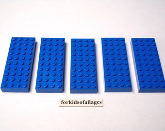 5 Lego Bricks: 4x10 Dots/Studs (1 1/4" x 3 1/8") Blue Brick Thick Baseplates