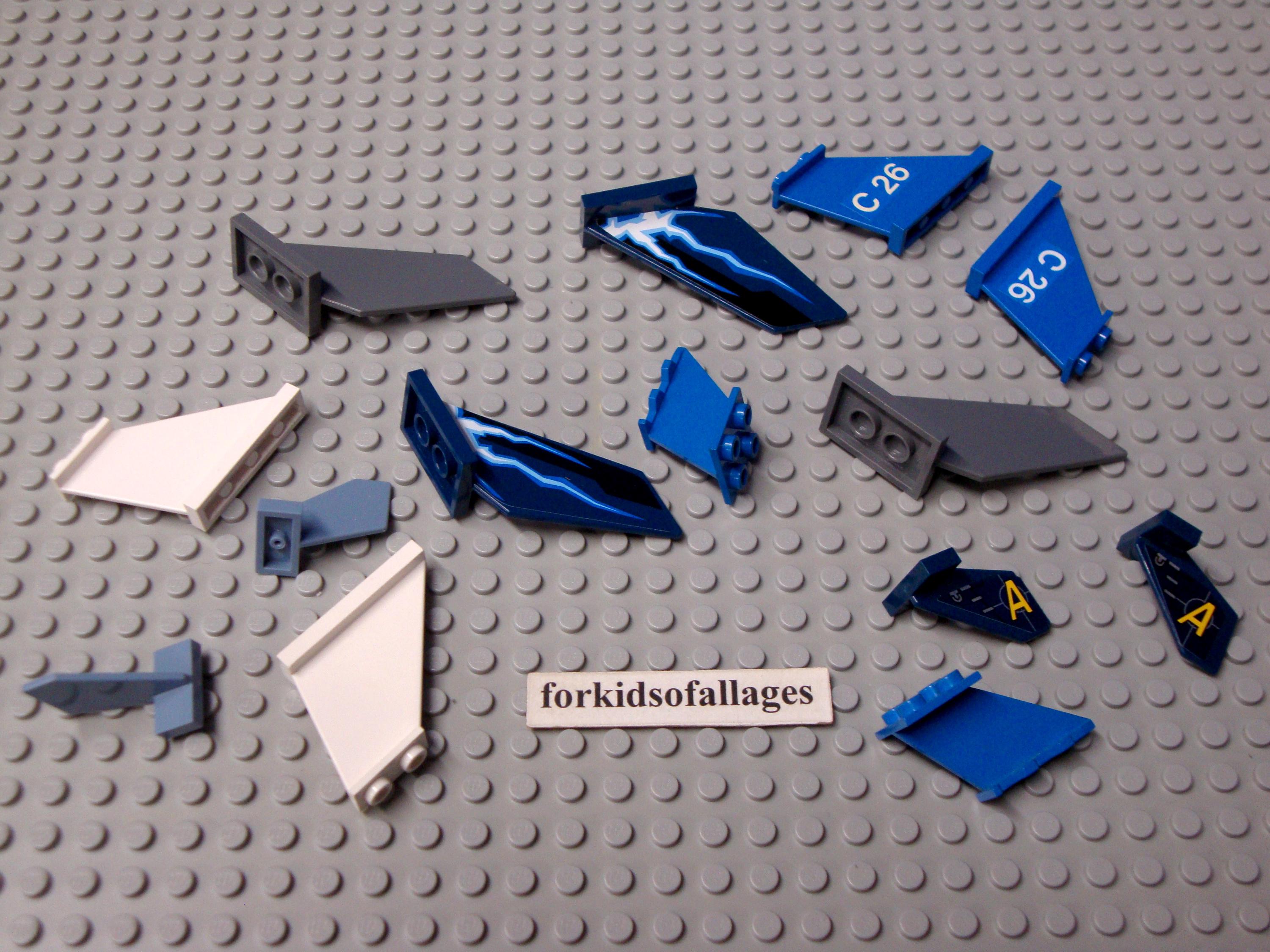 Lego TAIL FINS Airplane Helicopter Race Car Plane Parts -- 14 Pieces (Pack  D)