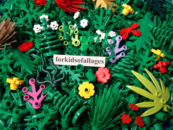 Lot de pièces de feuillage Lego verdure : feuilles fleurs arbres plantes 35  pièces en vrac aménagement paysager jungle -  France