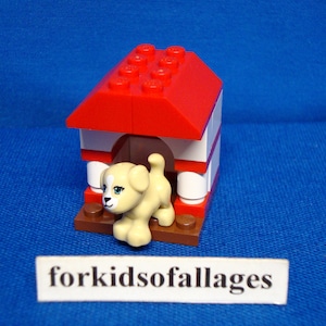 Doghouse with Tan Puppy Dog - All Genuine Lego Pieces