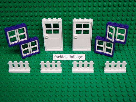 Lego Pieces Purple Windows White Doors And Picket Fence Etsy