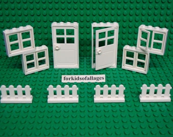 Lego Pieces White Windows Doors And Picket Fence Basic House Building Parts Lot