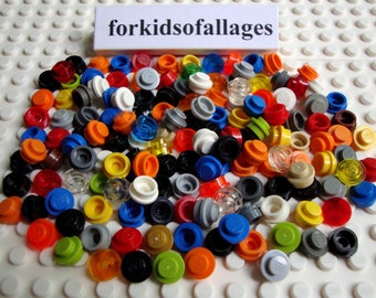New Lego Lot Of  200 1X1 Round Plates Orange Caps Dots