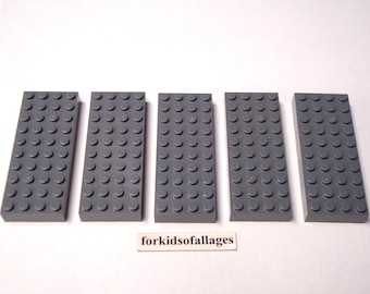 5 Lego Bricks: 4x10 Dots/Studs (1 1/4" x 3 1/8") Dark Bluish Gray Brick Thick Baseplates