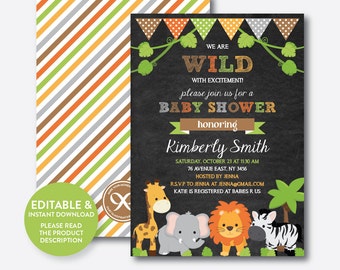 safari baby shower invitation etsy