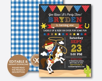 cowboy invitations etsy
