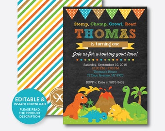 dinosaur invitation etsy