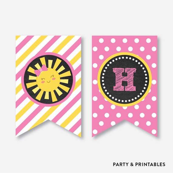 instant download sunshine party banner little sunshine happy etsy