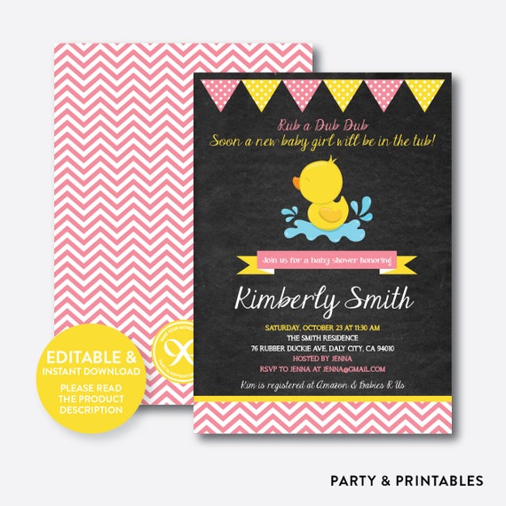 Instant Editable Rubber Duck Baby Shower