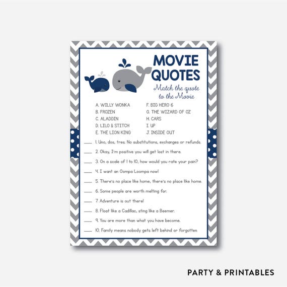 Instant Download Whale Movie Quotes Game Whale Famous Quotes Game