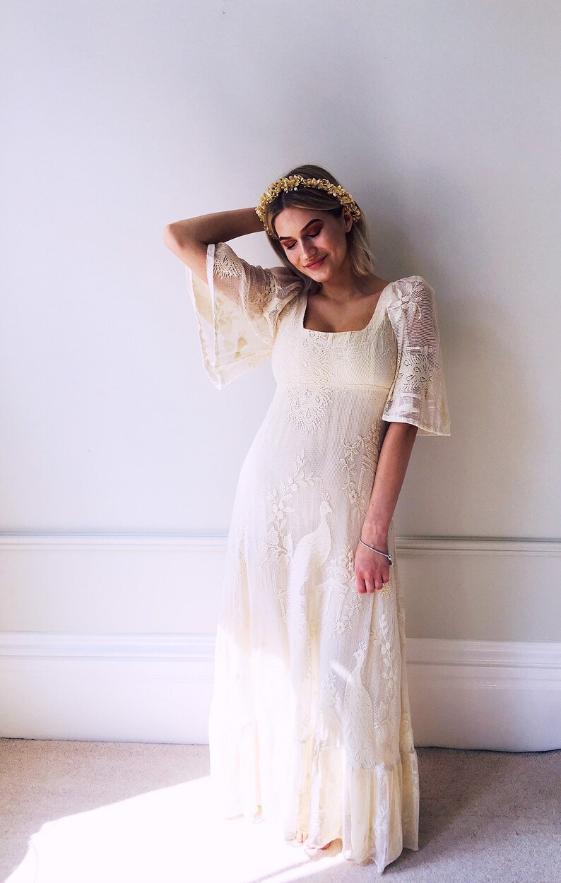 Amazing Crochet Vintage Dress Wedding Dress Super 1970s Etsy