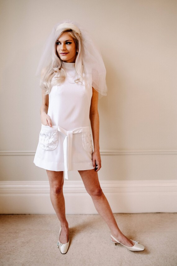 White Mini Dress Wedding Dress Vintage 1960s Bridal Dress Etsy