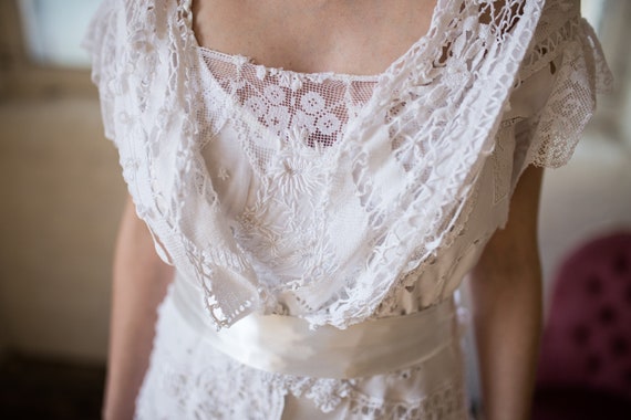edwardian antique wedding dress. 1910 bobbin lace wedding | etsy