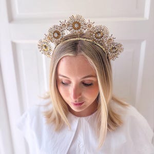 Celestial Sparkle Tiara. Gold Star Bridal Crown. Rhinestone  display picture 2