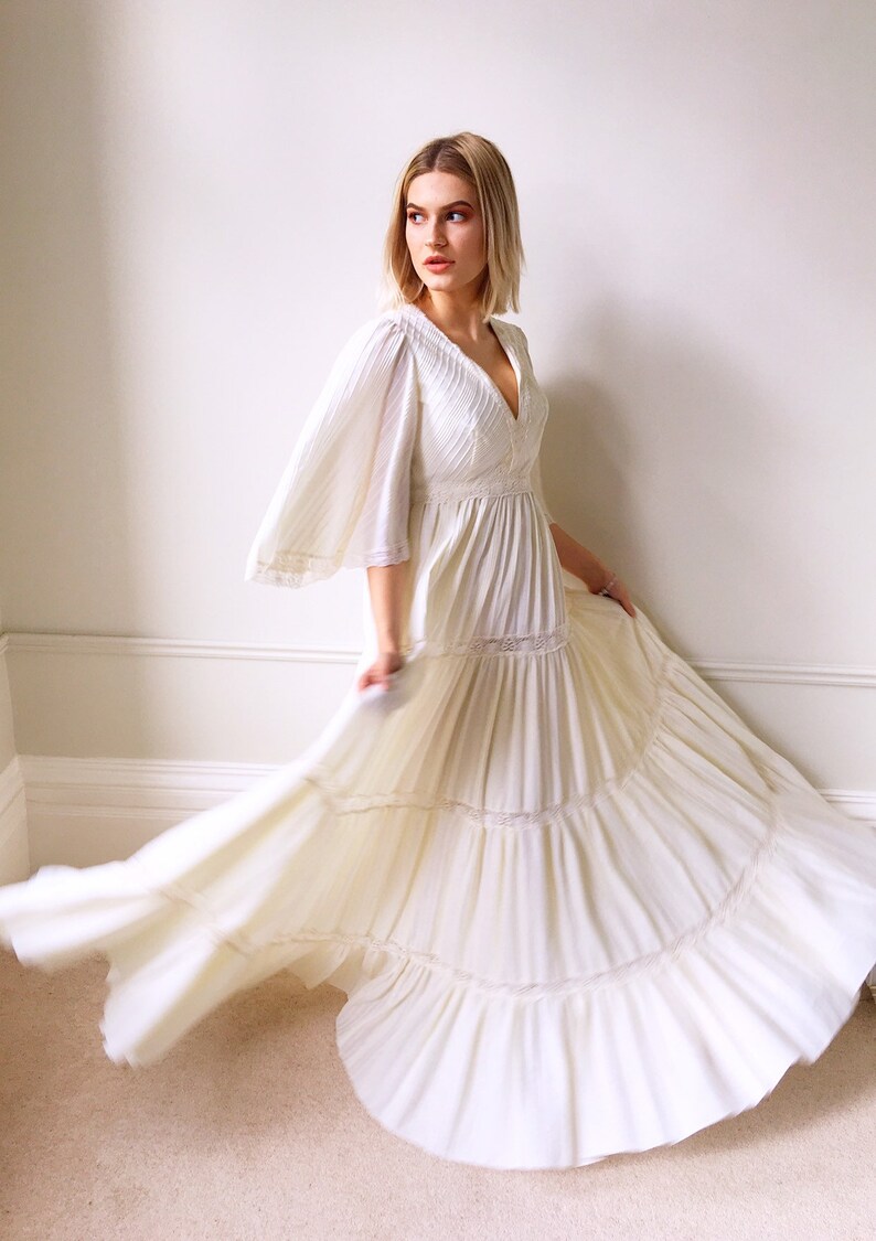 Vintage Boho Wedding Gown 1970s Wedding Dress Mexican Style Etsy
