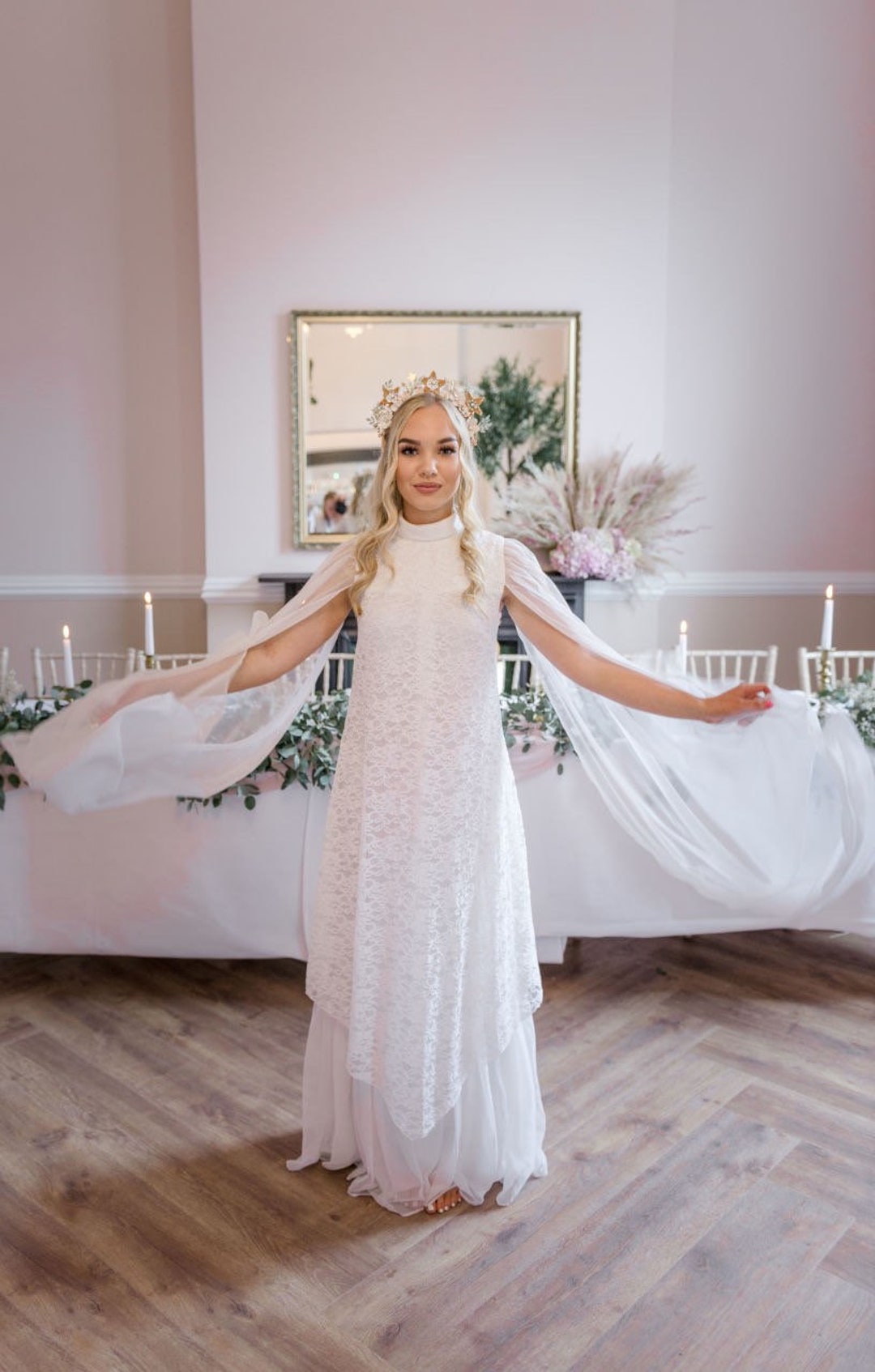 Vintage Boho Wedding Dress. 1970s Lace Bridal Gown. Amazing Floor ...