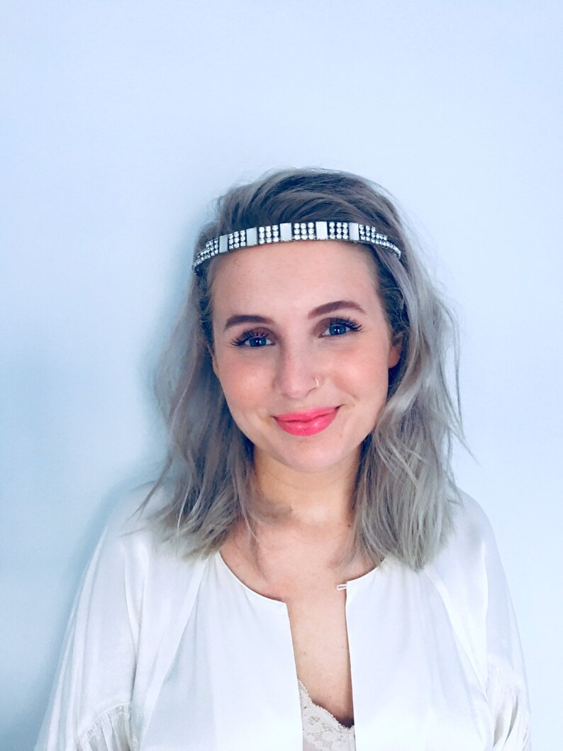 Unique Bride. Modernist Headpiece 1950s Wedding Headpiece Vintage Bridal Tiara Mother of Pearl Tiara Crystal Tiara