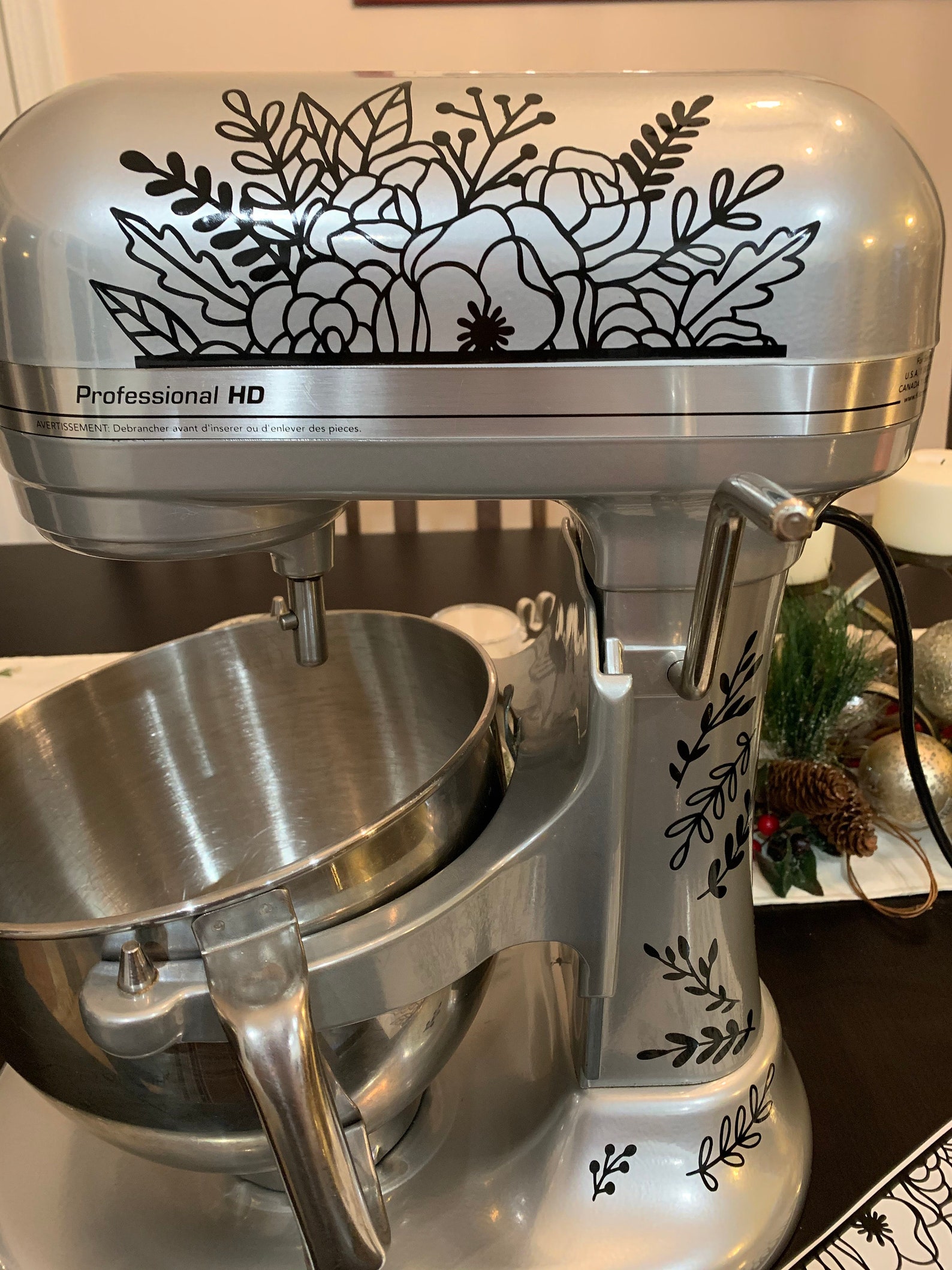 DECAL Floral Kitchenaid Mixer Decal Etsy