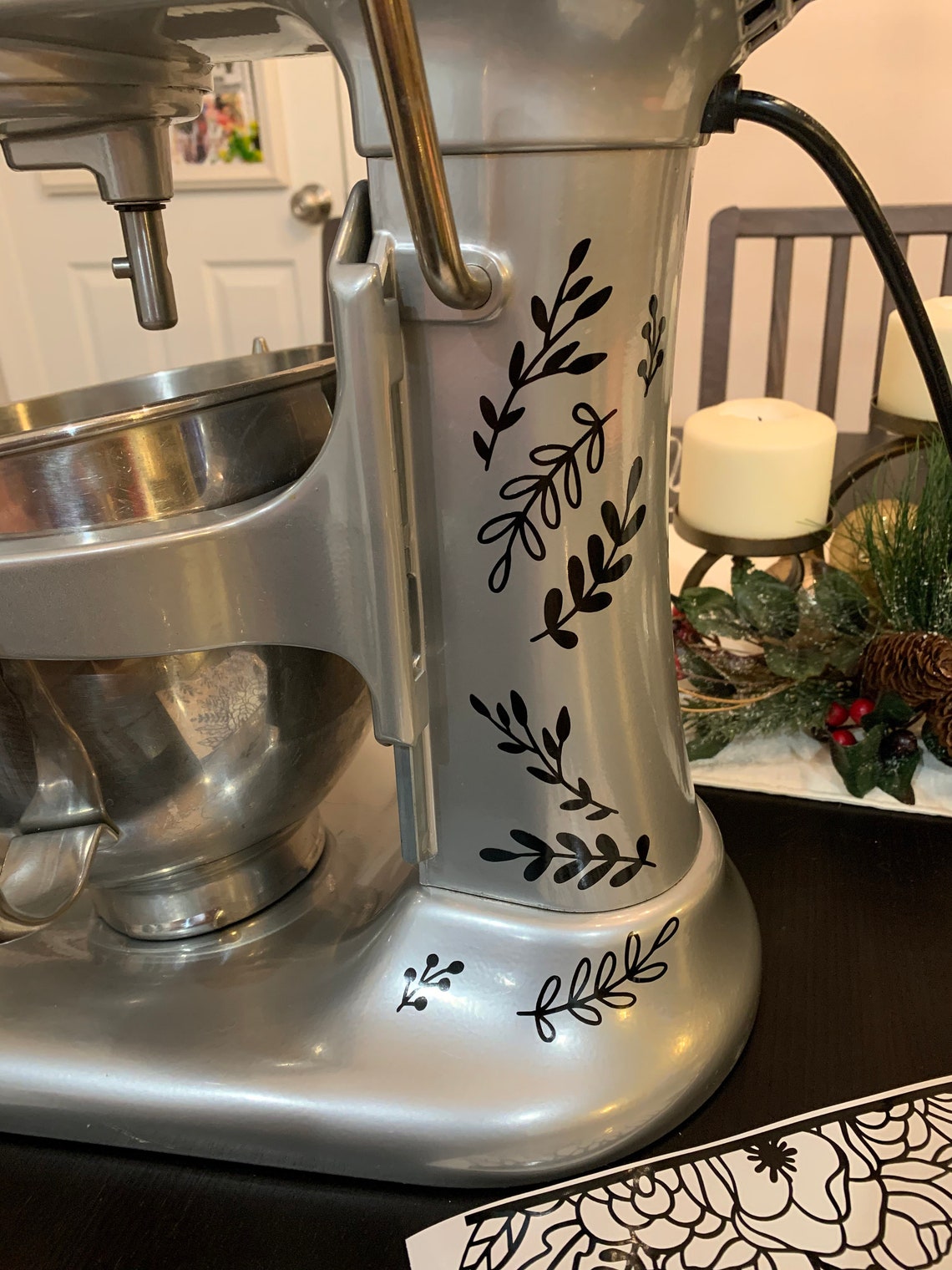 DECAL Floral Kitchenaid Mixer Decal Etsy