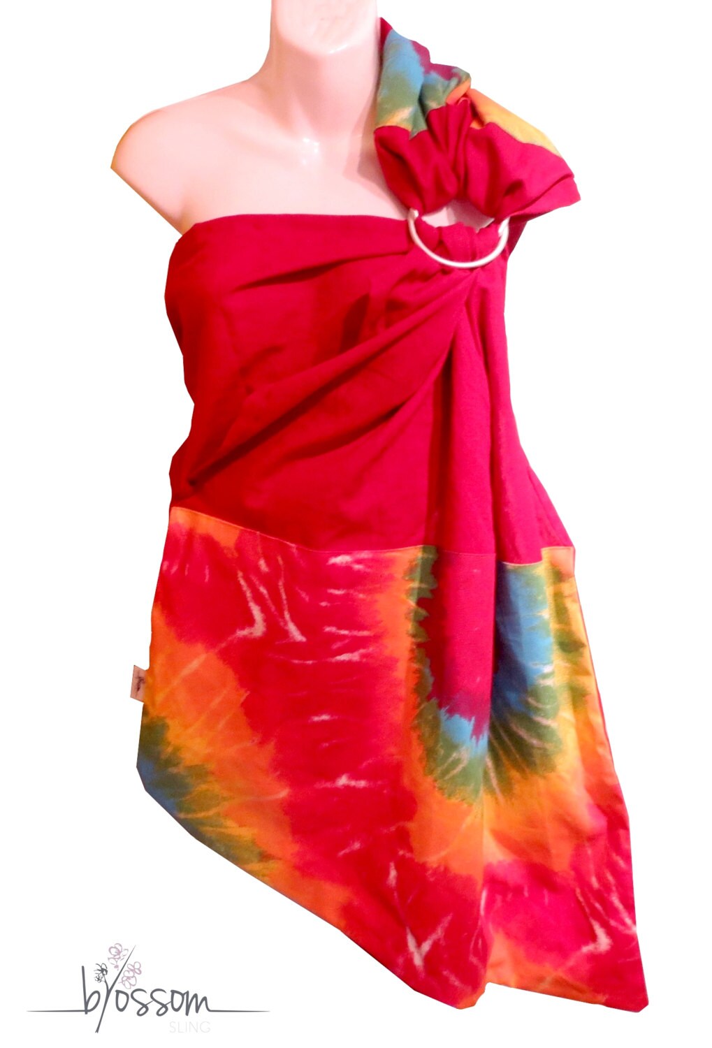 Ring Sling Blossom Linen red and Tie Dye pattern fabric Ring Etsy