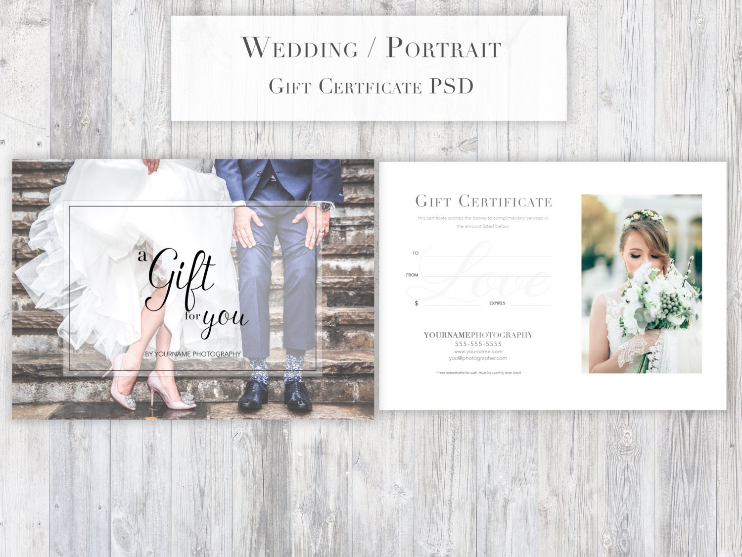 Photography Gift Certificate Template PSD for Photoshop  Etsy Within This Certificate Entitles The Bearer Template